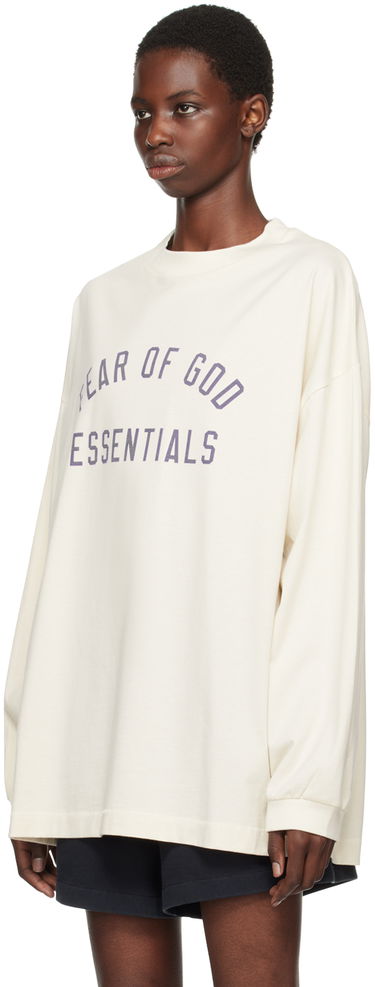 Пуловер Fear of God Fear of God Essentials Crewneck Long Sleeve T-Shirt Бяло | 125BT244202F, 3