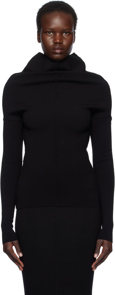 Пуловер Rick Owens Rick Owens Hollywood Draped Long Sleeve Turtleneck Top Черно | RP01E7690 KST, 0