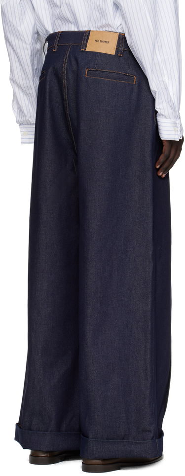 Дънки HED MAYNER Hed Mayner Wide-Leg Cuffed Front Seam Jeans Тъмно синьо | HMMB67035B-HB191, 2