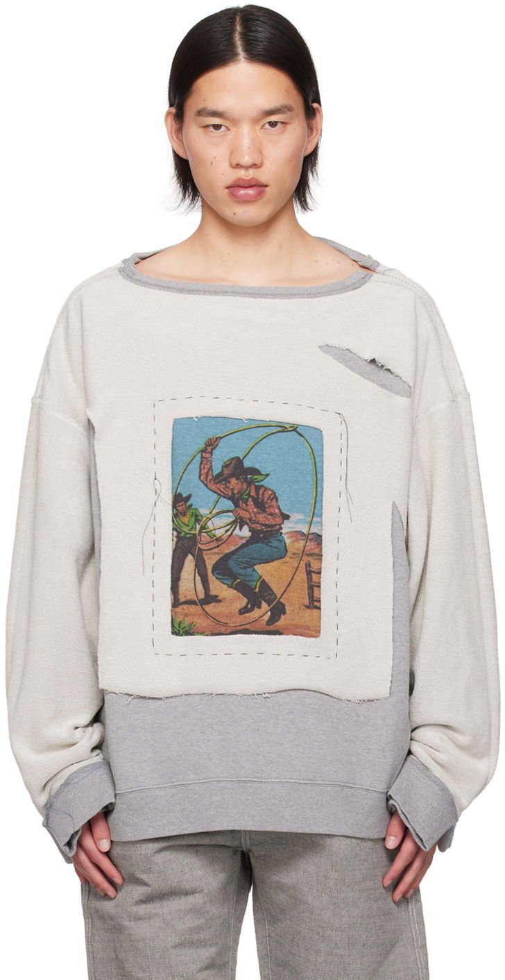 Суитчър Maison Margiela Maison Margiela Layered Cowboy Print Sweatshirt Сиво | S50GU0213 S25614, 0