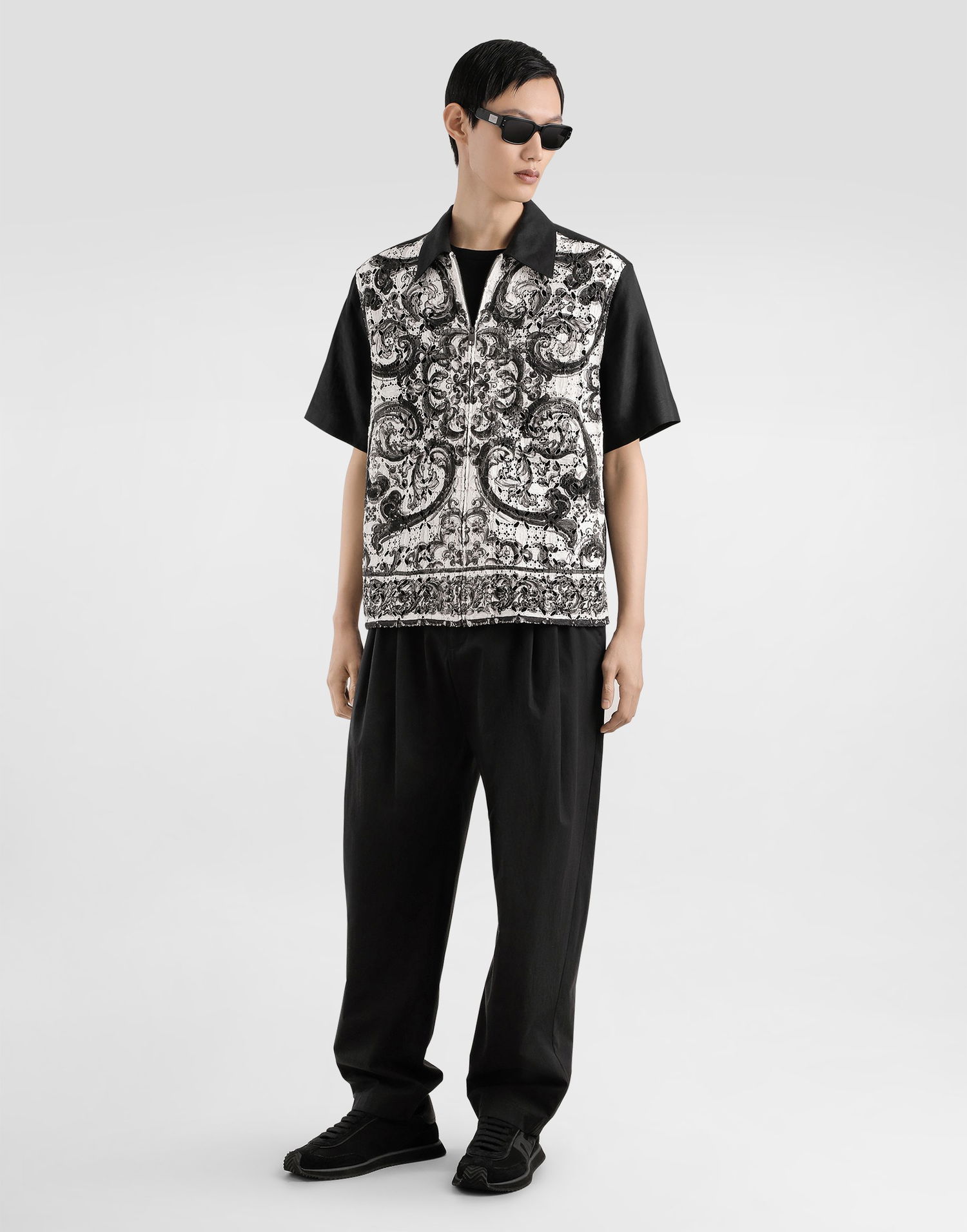 Риза Dolce & Gabbana Dolce & Gabbana Majolica Print Short Sleeve Shirt Черно | G5NH6TFIM6LHX5DQ, 1
