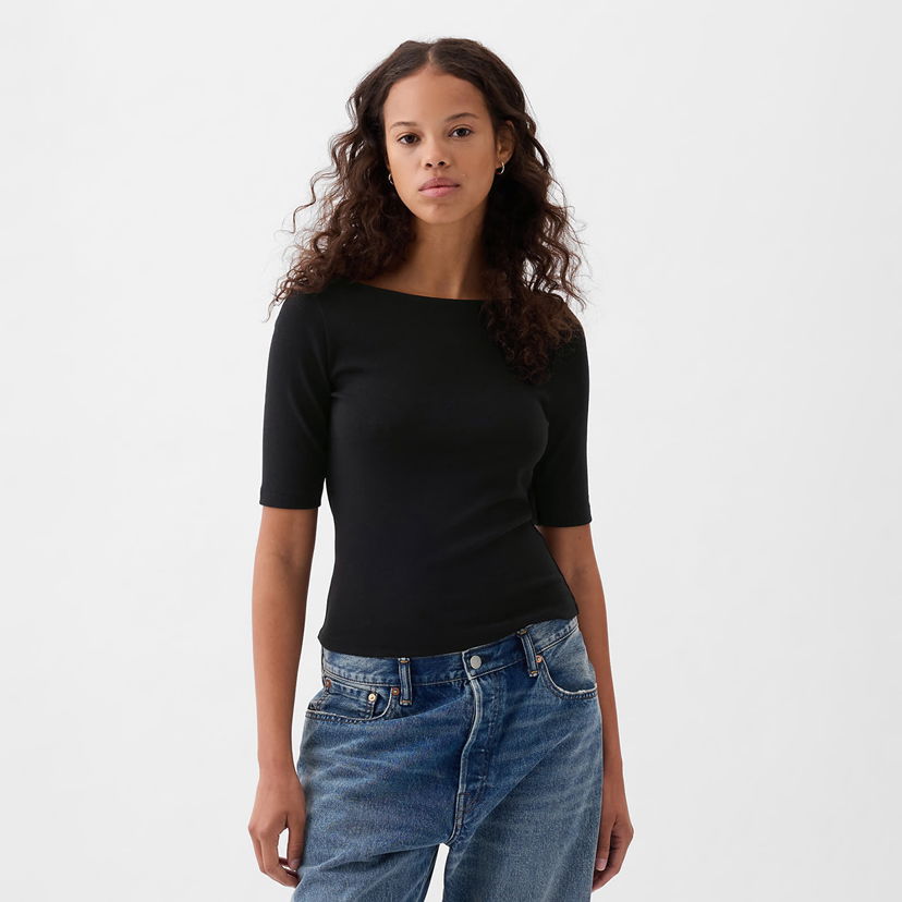 Тениска GAP Top Elbow Sleeve Modal Ballet Back Черно | 878217-01