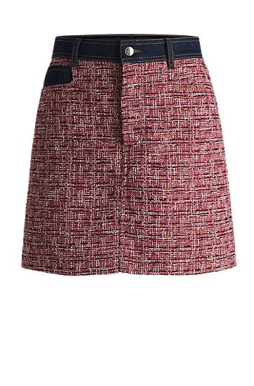 Пола BOSS A-Line Tweed Skirt with Denim Trims Червено | 50531027, 0