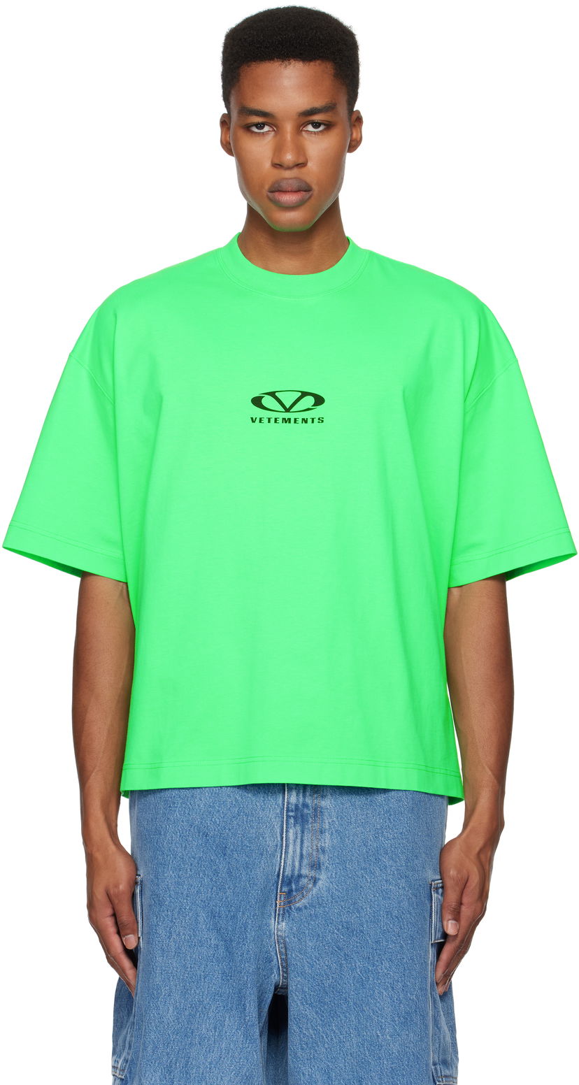 Тениска VETEMENTS Oval Logo Cropped Boxy T-Shirt Зелено | UA66TR600E