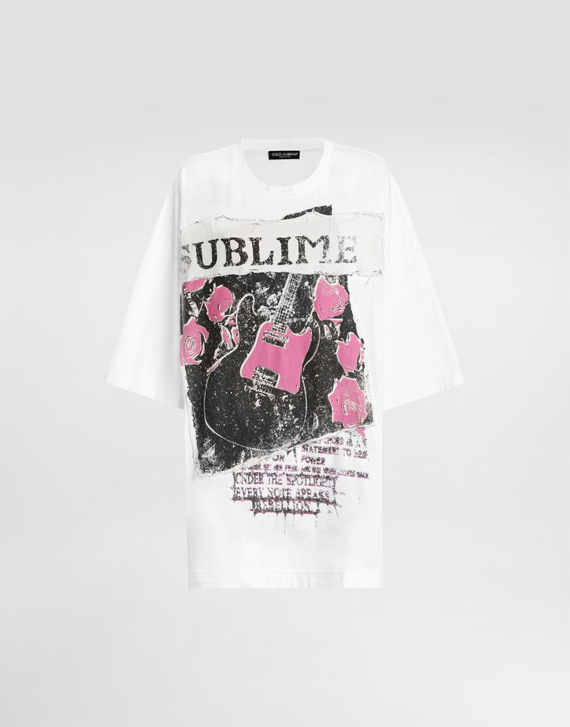 Тениска Dolce & Gabbana Dolce & Gabbana Jersey T-Shirt with Sublime Print Бяло | F8V94TGDDICS9000