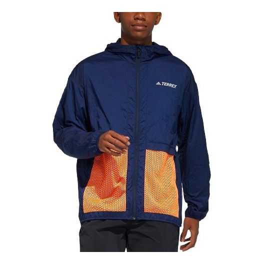 Ветровка adidas Performance Terrex Bao Pack Windbreaker Hooded Jacket Синьо | GN7600