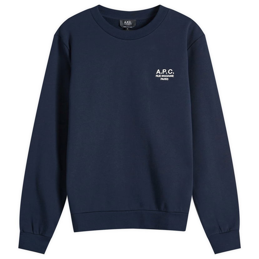 Суитчър A.P.C. Rue Madame Logo Crew Sweat Тъмно синьо | COHBV-M27913-TIQ