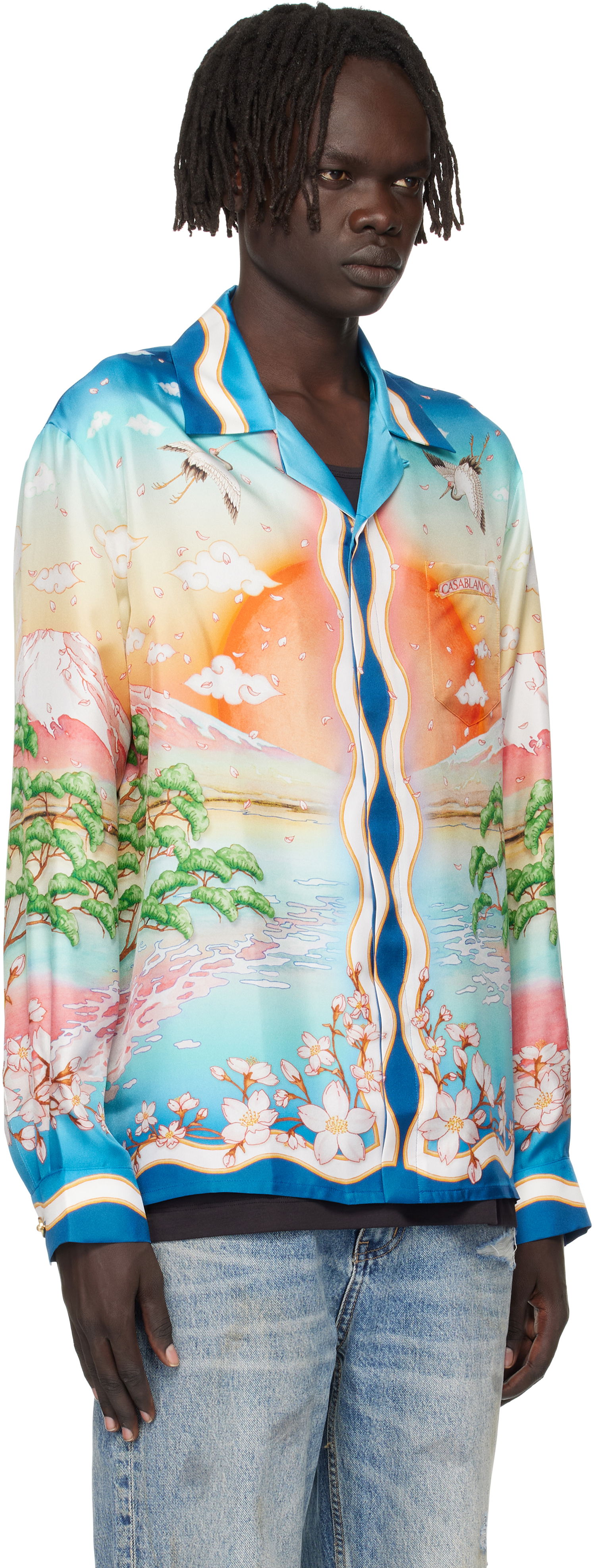 Риза Casablanca Casablanca 'Tennis Club' Silk Print Long Sleeve Shirt Многоцветен | U-MPF25-SH-006-01, 1