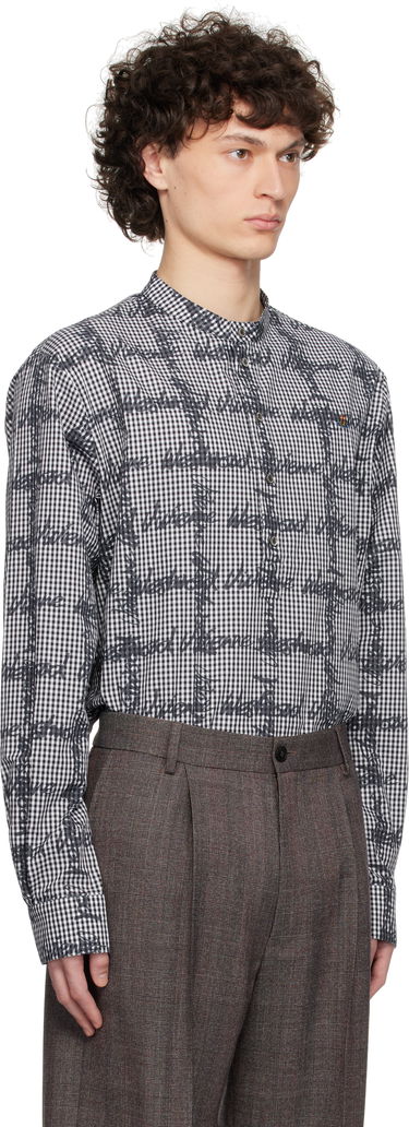 Риза Vivienne Westwood Vivienne Westwood Gingham Print Band Collar Shirt Бяло | 2401003X-W011T-, 1