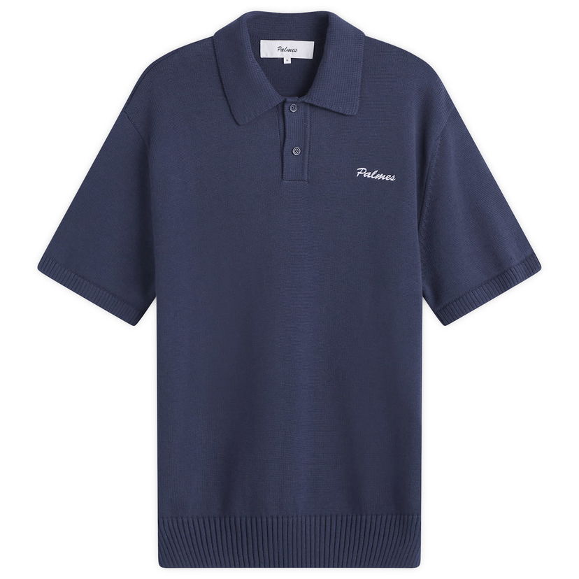 Поло тениска Palmes Palmes Cotton Knit Polo Тъмно синьо | P40-0027-683