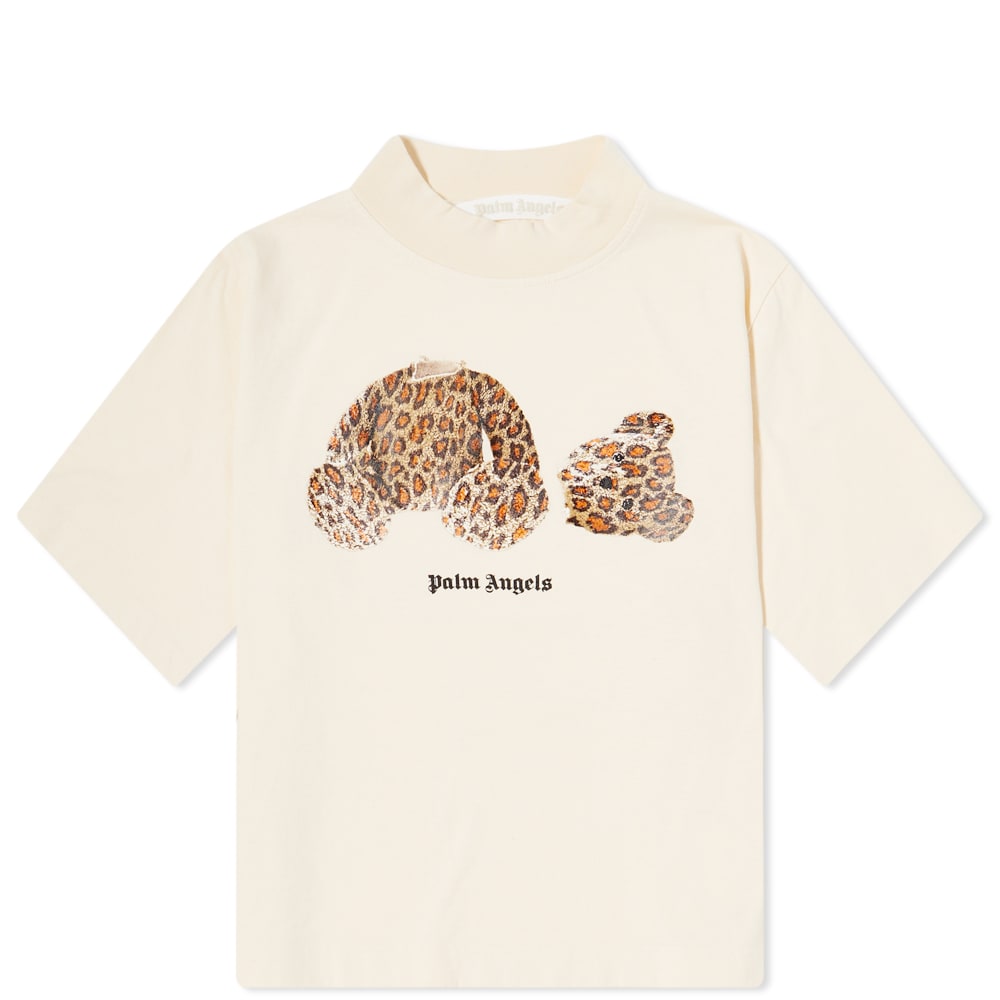 Тениска Palm Angels Cropped Leopard Bear Tee Бежово | PWAA020S22JER0020360, 0