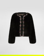 Dolce & Gabbana Fluffy Sheepskin Jacket with Crystal Inlay
