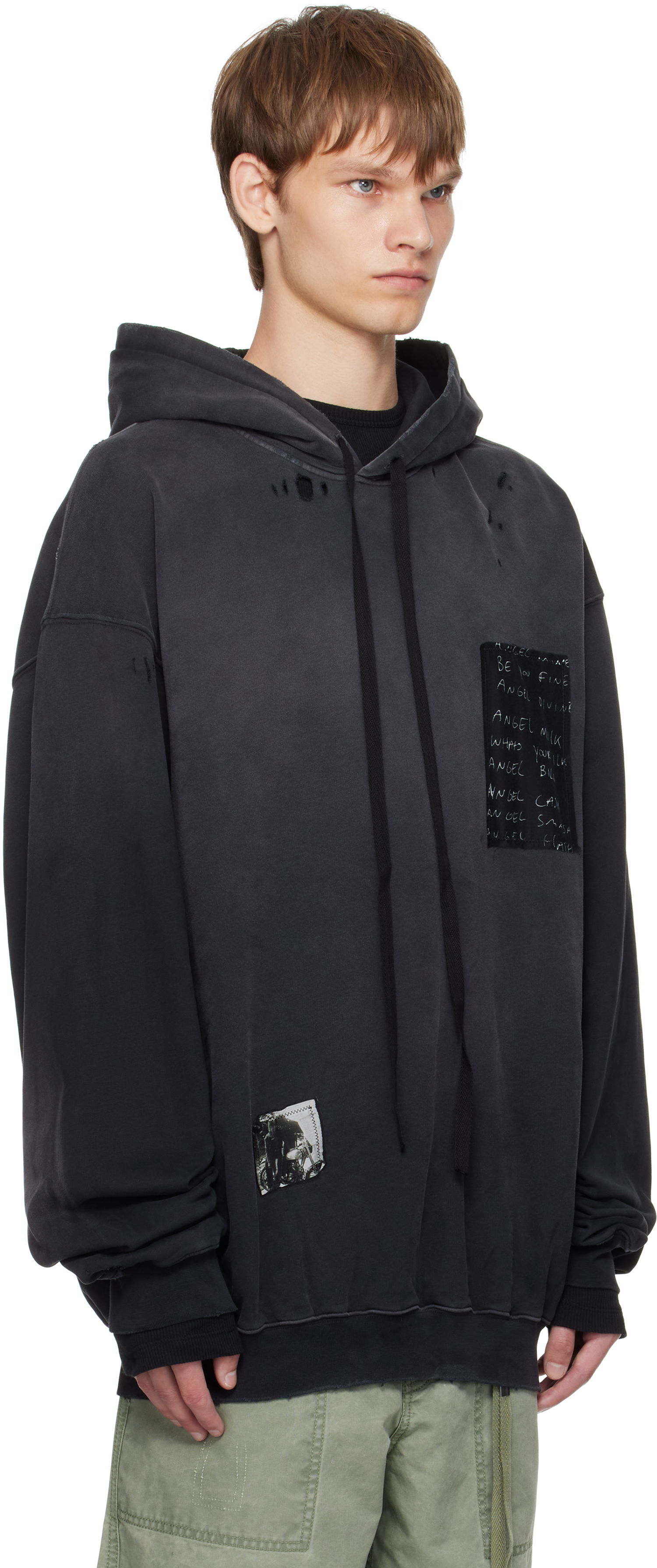 Суитчър Ann Demeulemeester Ann Demeulemeester Ollie High-Comfort Hoodie with Printed Patches Черно | B0013214-FA639-098, 1
