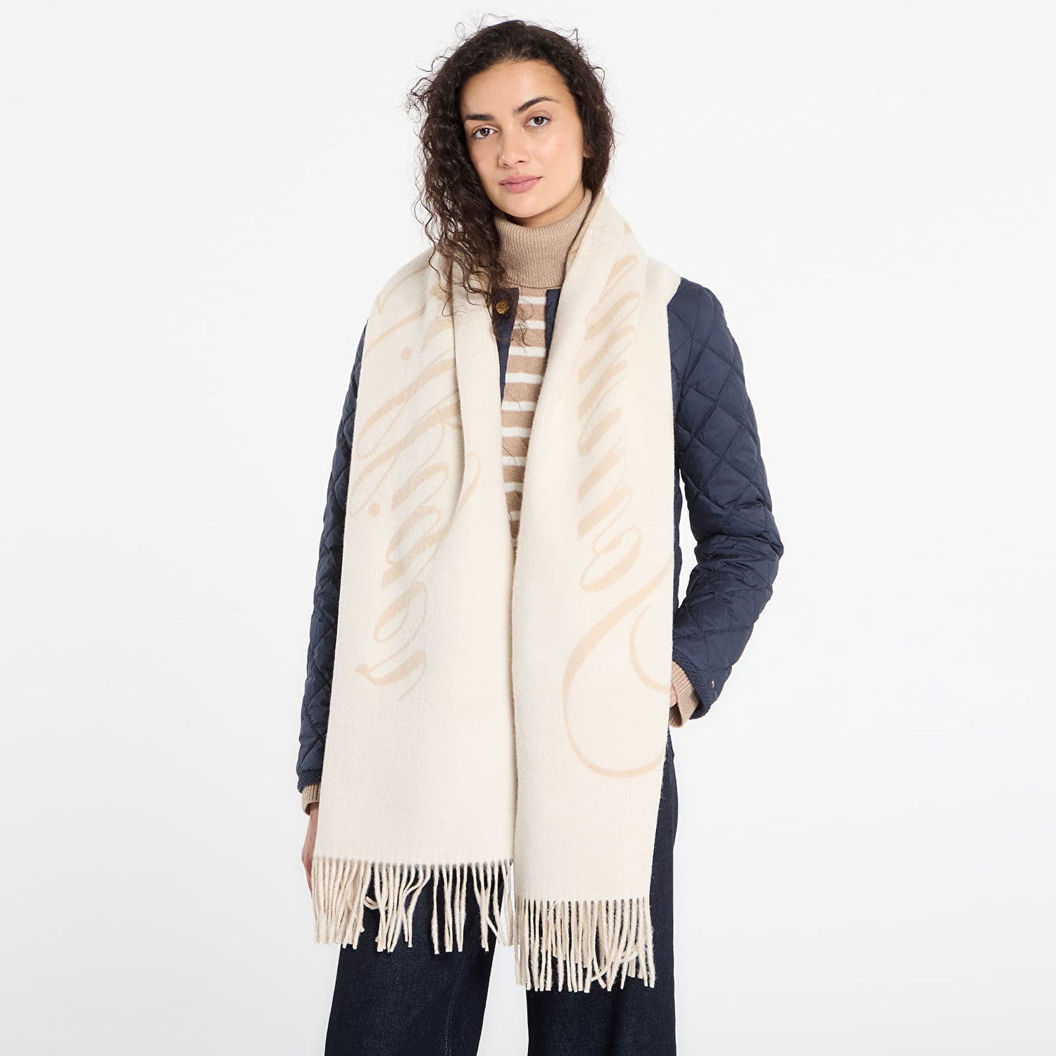 Шал Tommy Hilfiger Tommy Script Logo Fringed Scarf Бежово | AW0AW17786 RBT, 0