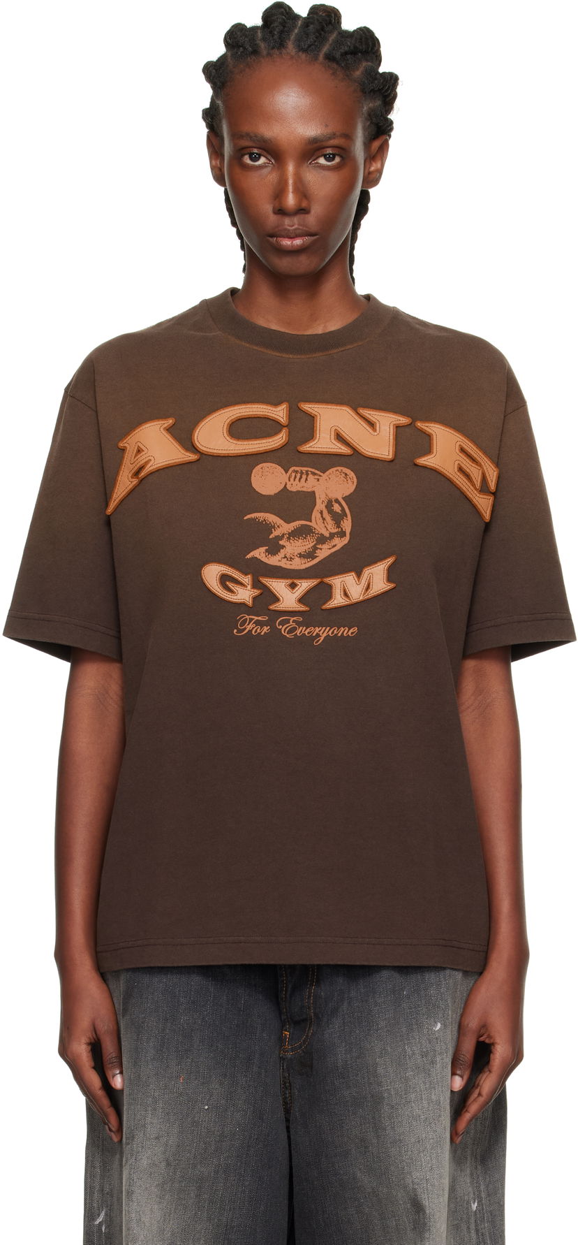 Тениска Acne Studios Acne Studios Logo Graphic T-Shirt Кафяво | CL0401-