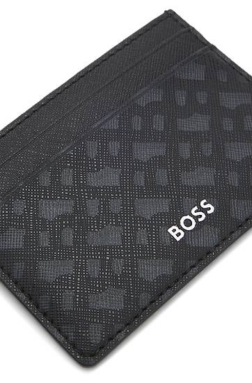 Портфейл BOSS Monogram card holder with foil-embossed logo Черно | 50552845, 1
