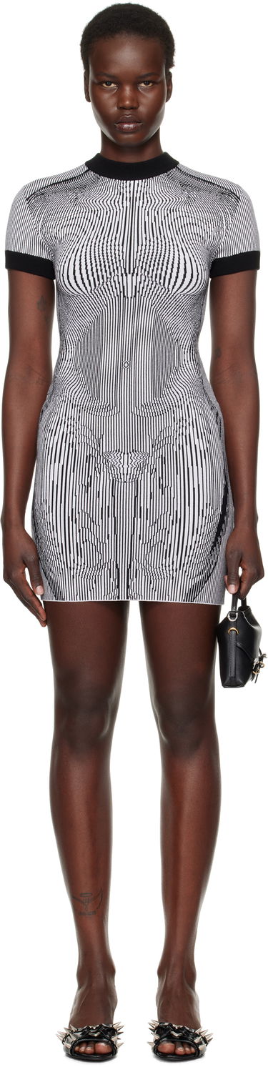 Pокля Jean Paul Gaultier Jean Paul Gaultier Morphing Pinstripes Jacquard Minidress Черно | 25/33-F-RO374-M084-0100, 0