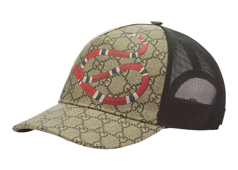 Шапка с козирка Gucci GG Supreme Kingsnake Velcro Strap Baseball Cap Beige/Brown Бежово | 426887 4HB10 2160