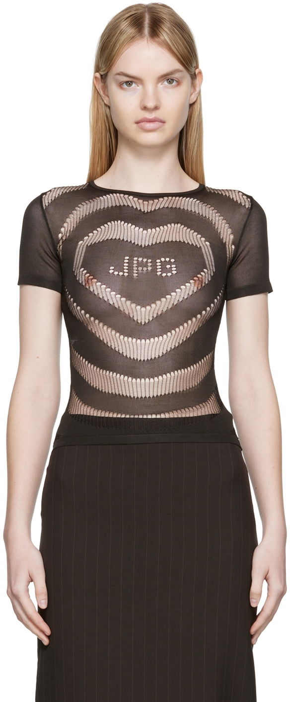 Тениска Jean Paul Gaultier Jean Paul Gaultier Openworked JPG Heart T-Shirt Черно | 22/06-U-TO030-M027, 0