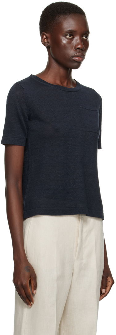 Тениска Max Mara Pocket Linen T-Shirt Тъмно синьо | 2419361013600, 3