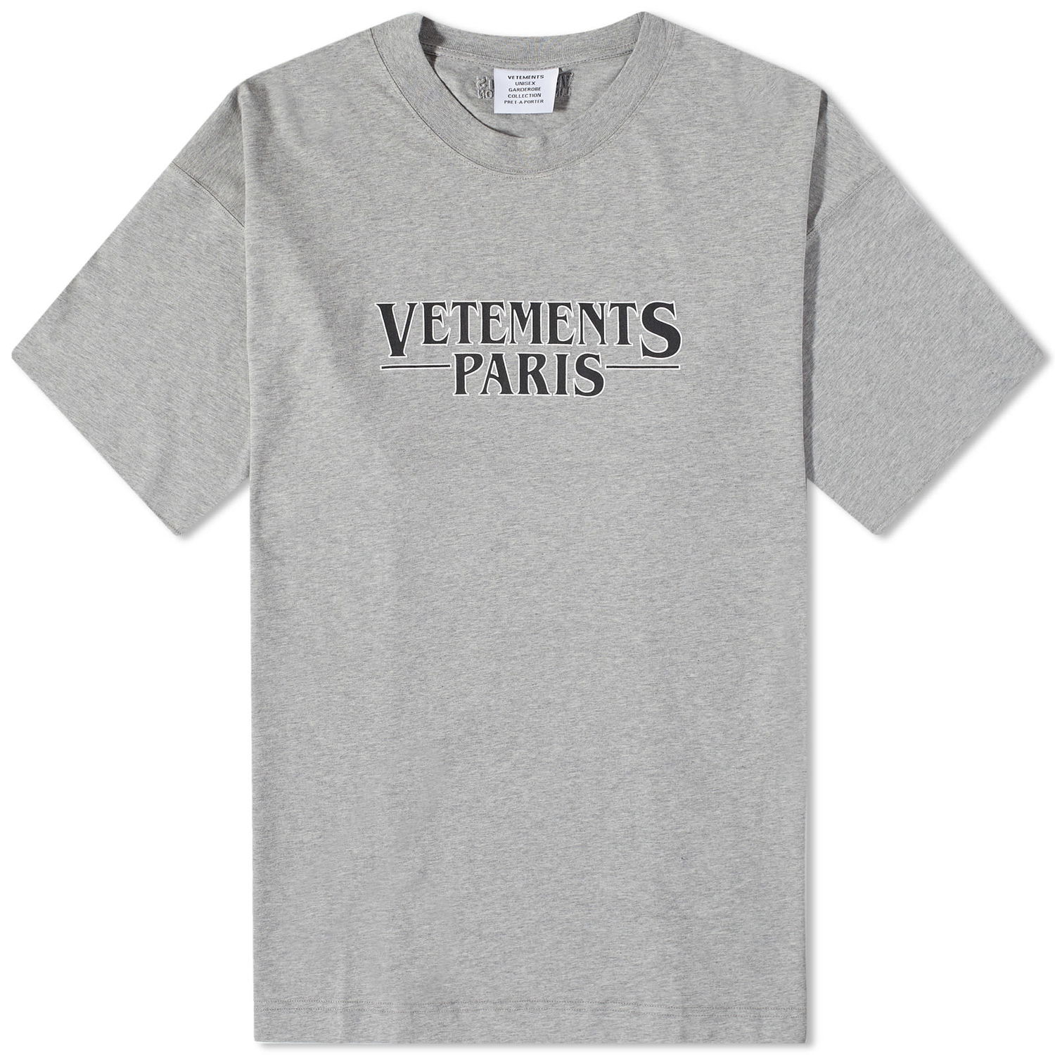 Тениска VETEMENTS Paris Logo T-Shirt Grey Melange Сиво | UE54TR330G, 0