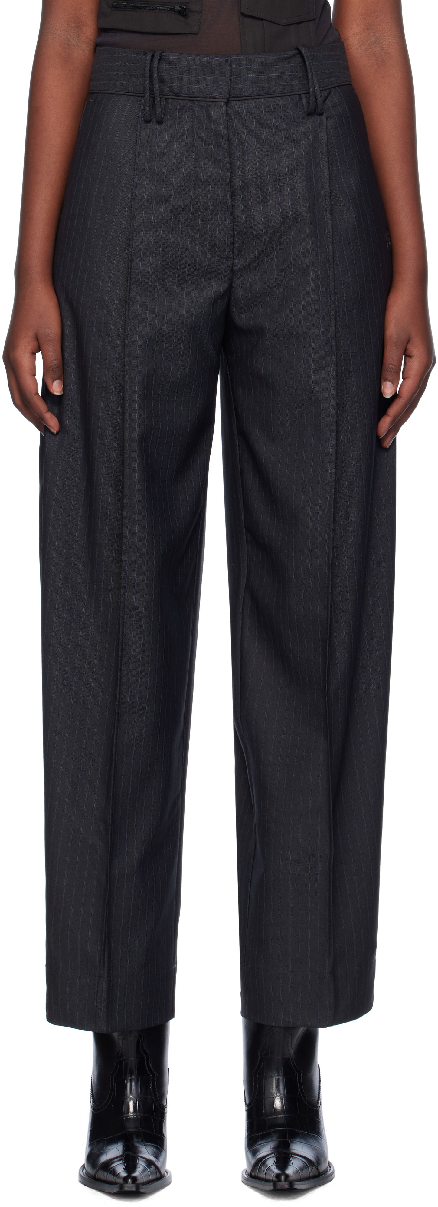 Панталони GANNI Stripe Suiting Trousers Черно | F9485, 0