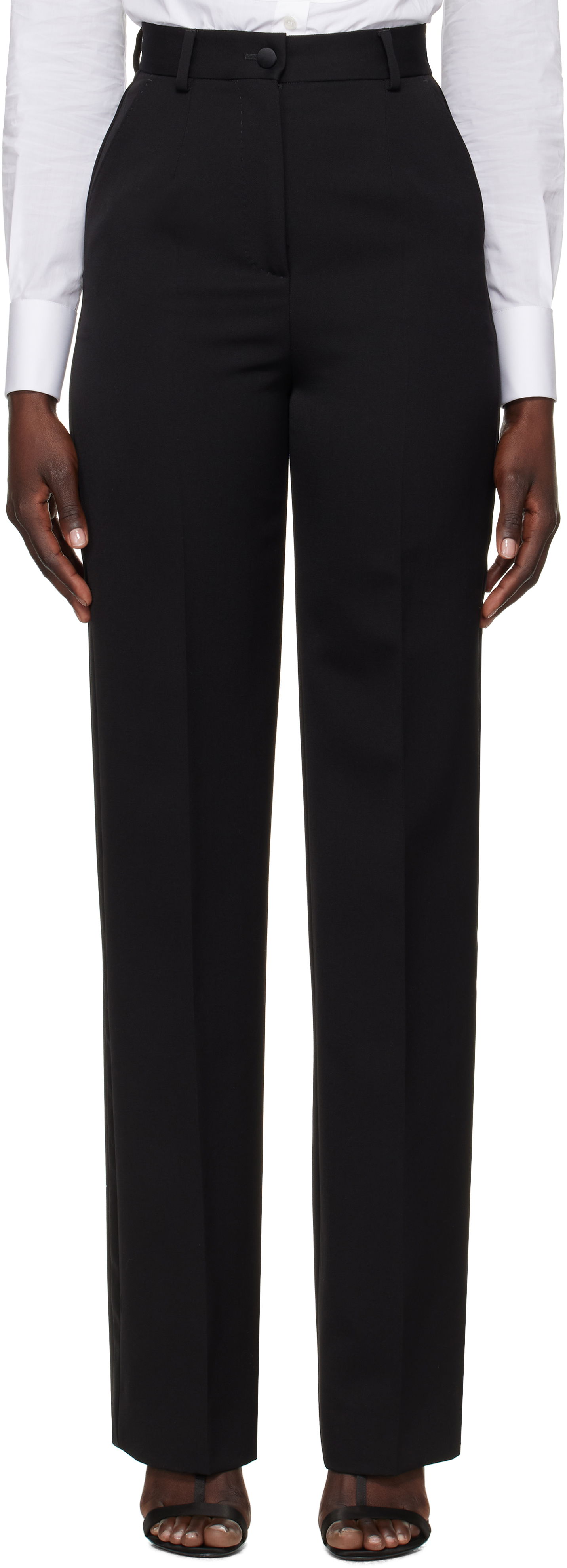 Панталони Dolce & Gabbana Dolce&Gabbana Wool Tuxedo Trousers Черно | FTC8ZT FU21E, 0