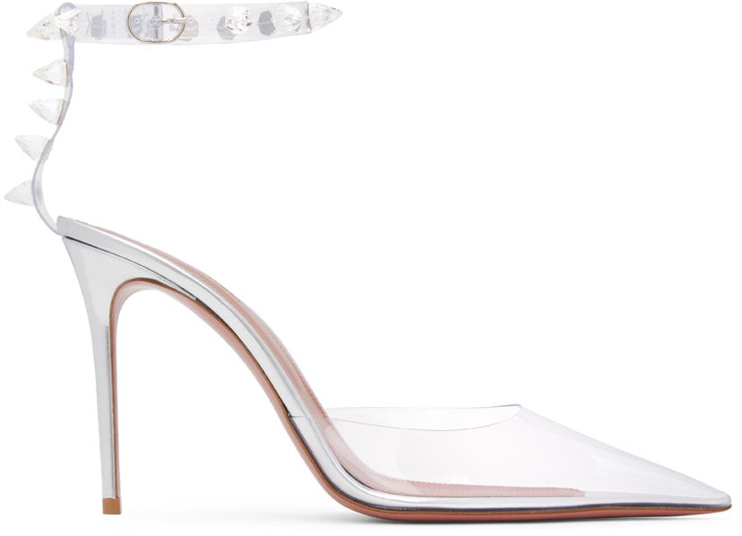 Грижа за обувките Amina Muaddi Amina Muaddi Julia Glass Heeled Sandals Металик | JULIA GLASS SANDAL CT PVC