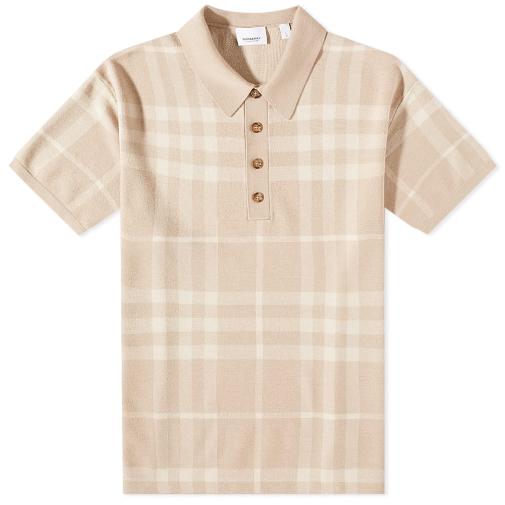 Поло тениска Burberry Wellman Merino Check Polo Shirt Бежово | 8068482A7405, 0