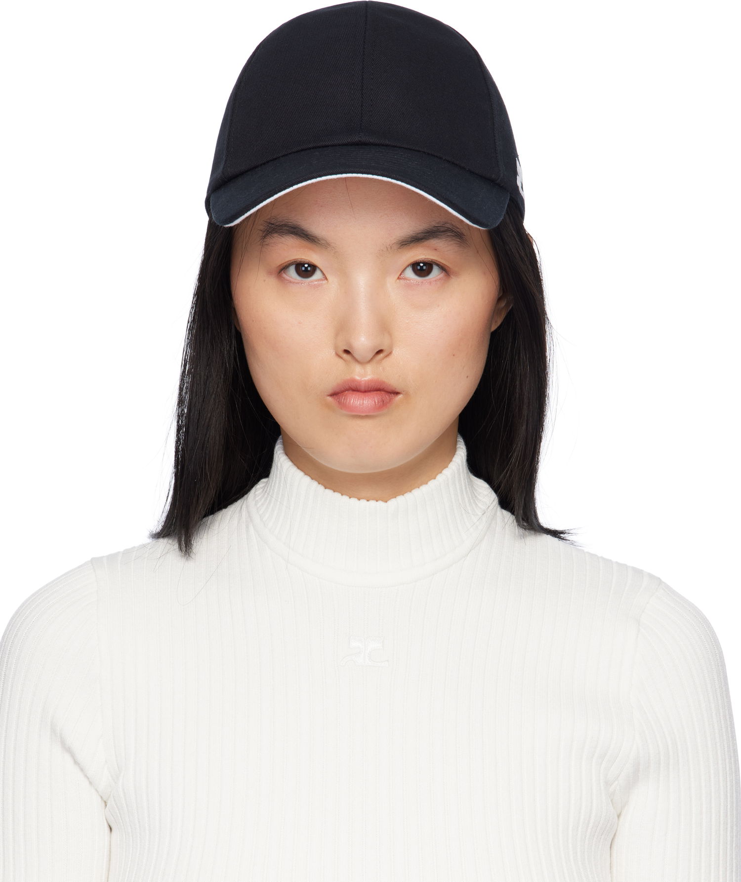 Шапка с козирка Courrèges Courrèges Signature 'AC' Cotton Cap Черно | 125ACT039CO0024, 0