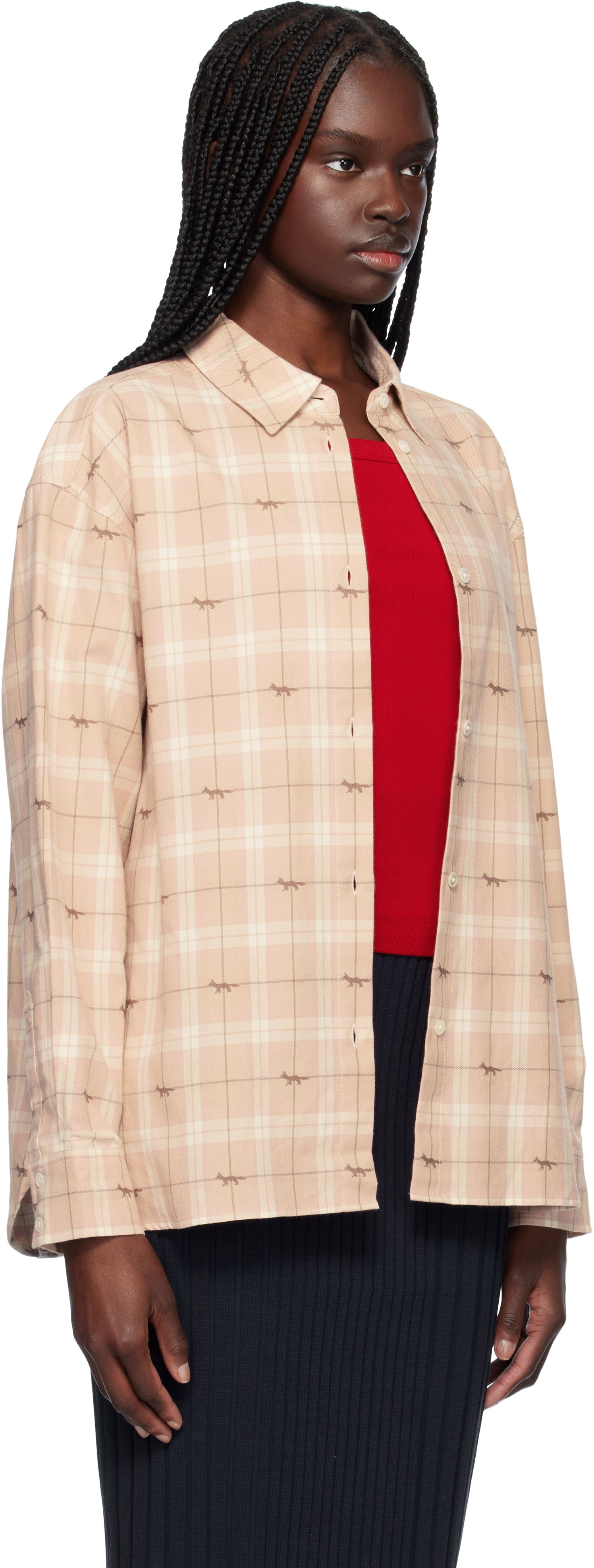 Риза MAISON KITSUNÉ Maison Kitsuné Light Fox Print Overshirt Бежово | OW00431WW0118, 1