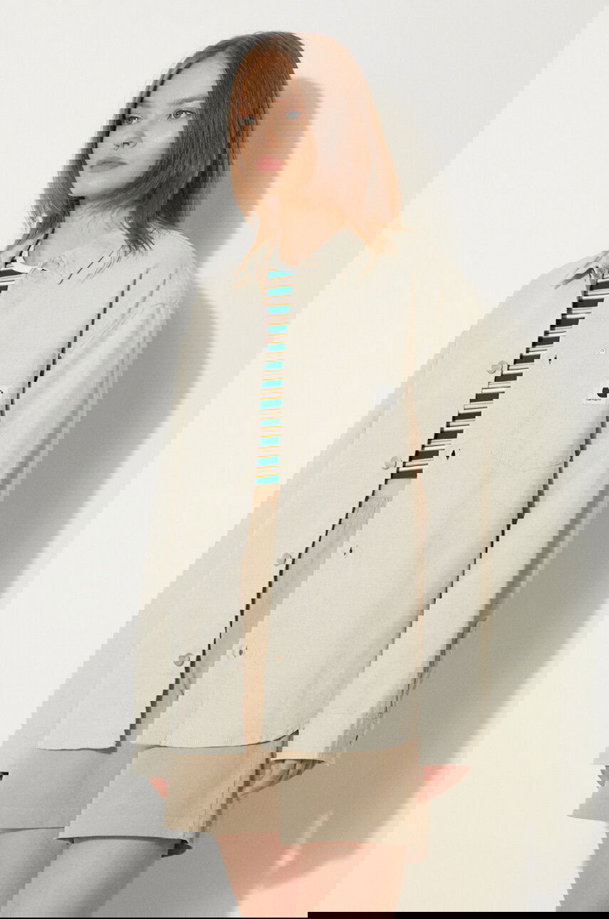 Риза Carhartt WIP Ethel Shirt Jac Relaxed Linen Blend Classic Collar Бежово | I033569.502, 0