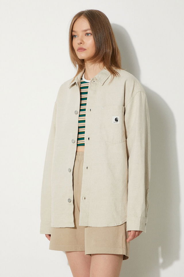 Ethel Shirt Jac Relaxed Linen Blend Classic Collar