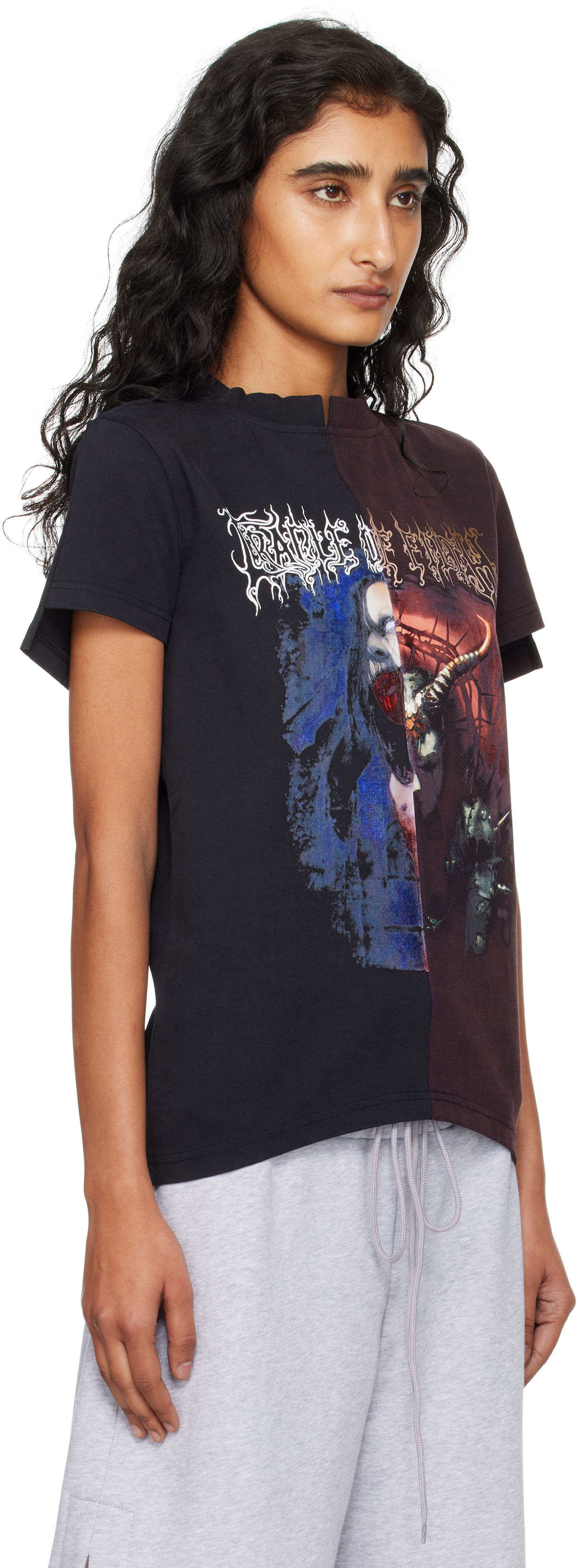 Тениска VETEMENTS VETEMENTS Cradle of Filth Cut-Up Fitted T-Shirt Черно | WCF76TR930BR, 1