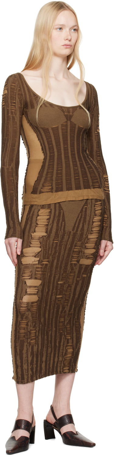 Pокля Diesel Diesel M-Calai Distressed Ribbed Knit Top Кафяво | A19218 0BJBI, 3