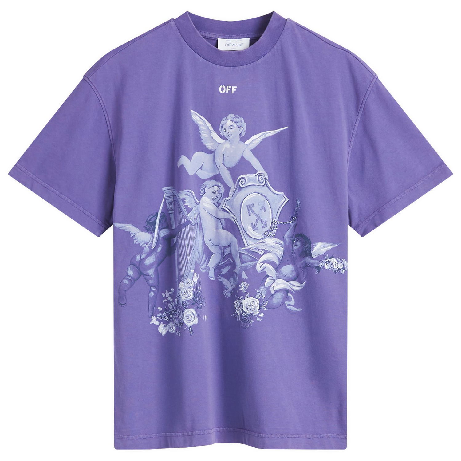 Тениска Off-White Framed Putti Regular T-Shirt Лилаво | OWAA089S25JER0063701, 0