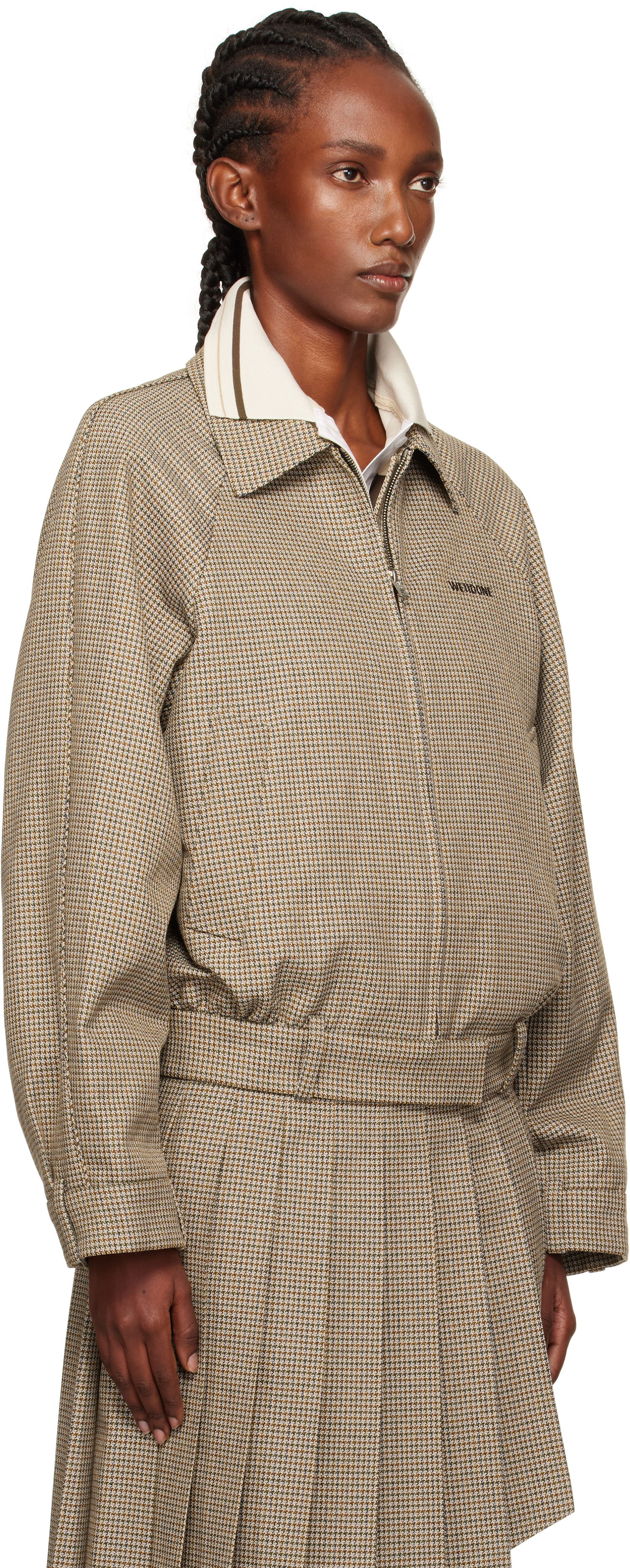 Яке We11done Polo Collar Micro Checked Zip Jacket Бежово | WD-JK2-25-012-W-BG, 1