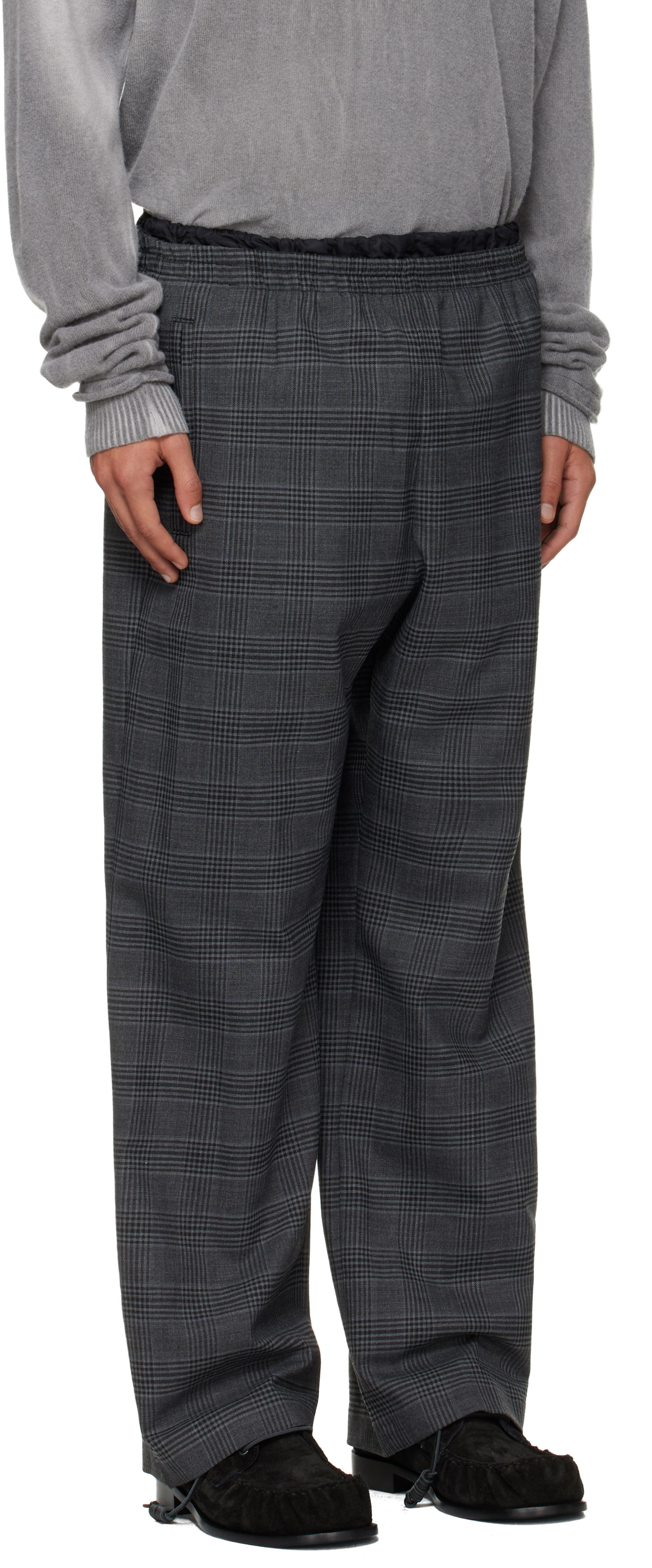 Панталони Diesel P-Tilson Plaid Wide-Leg Trousers with Elasticated Waist Сиво | A18485-0DEBS-9XXA, 1