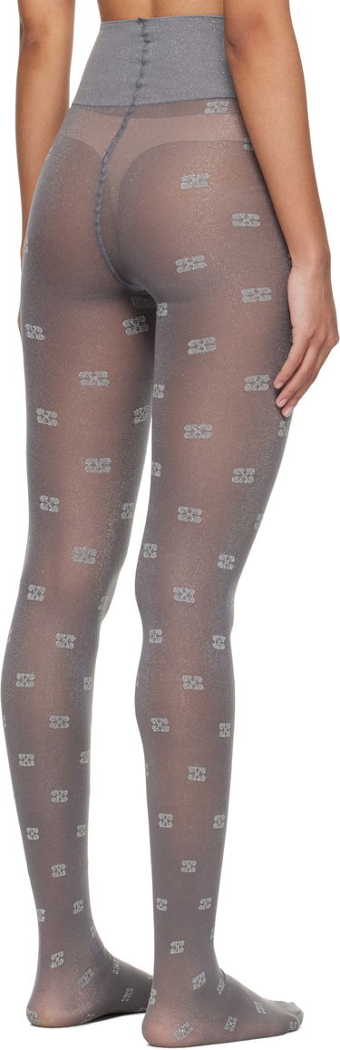 Чорапи GANNI Lace Tights With Glitter Pattern Сиво | A6294, 2