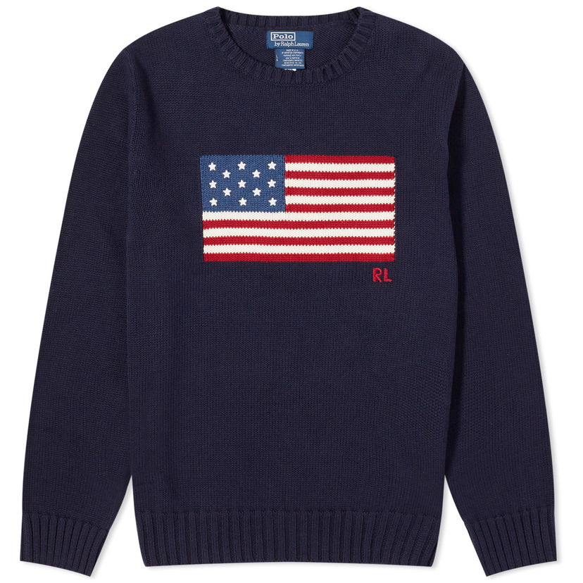 Пуловер Polo by Ralph Lauren Flag Intarsia Crewneck Тъмно синьо | 710718281006