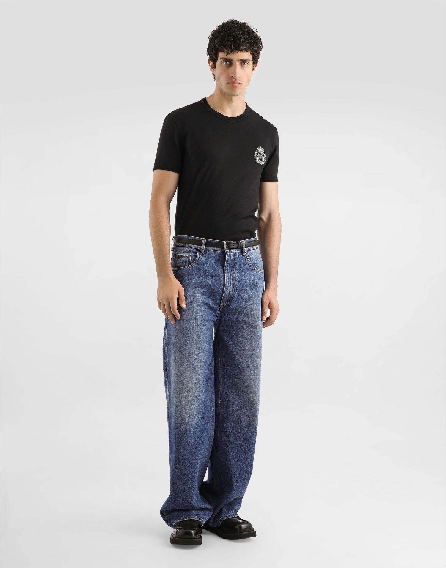 Тениска Dolce & Gabbana Dolce & Gabbana Cotton T-Shirt with Heraldic Patch Черно | G8PV1ZG7PJ6N0000, 1