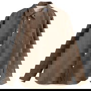 Oversized Wool Stripe Shirt, Size Large