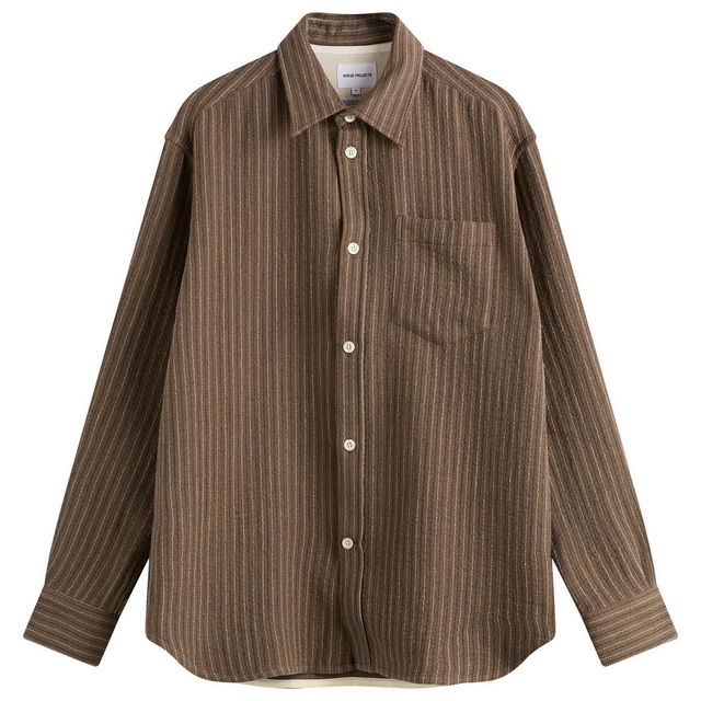 Oversized Wool Stripe Shirt, Size Large