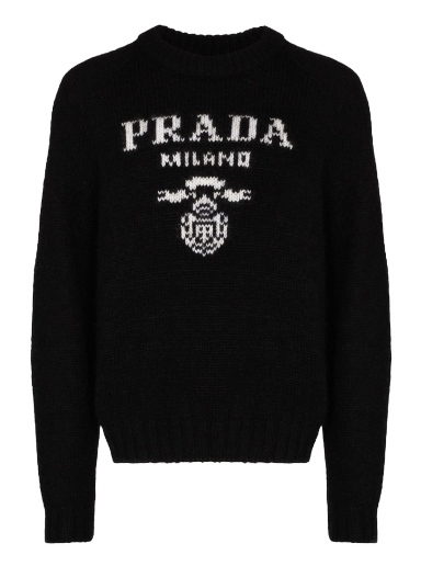 Пуловер Prada Logo Wool Cashmere Crewneck Черно | UMB234S2021YVW