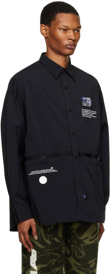 Риза AAPE by A Bathing Ape AAPE by A Bathing Ape Holographic Patch Shirt Черно | AAPSTM8441XXKBKX, 1