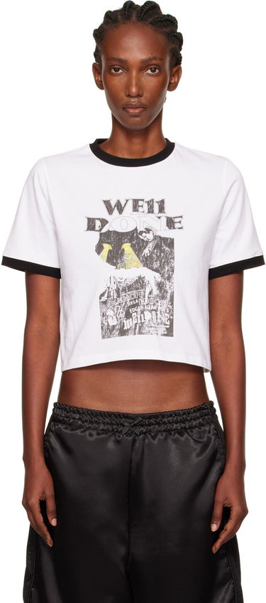 Тениска We11done We11done Poster Graphic Cropped Ringer T-Shirt Бяло | WD-TT2-25-776-W-WH, 0