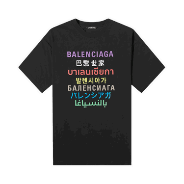 Тениска Balenciaga Languages Logo Tee Черно | 612966 TJVI3 2771, 0