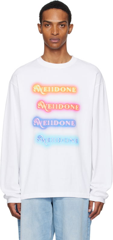 Тениска We11done We11done Neon Logo Long Sleeve Tee Бяло | WD-TT2-25-754-U-WH, 0