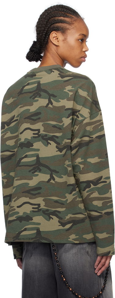 Тениска We11done We11done Sparkle Logo Camo Long Sleeve T-Shirt Зелено | WD-TT0-25-742-U-MX, 2