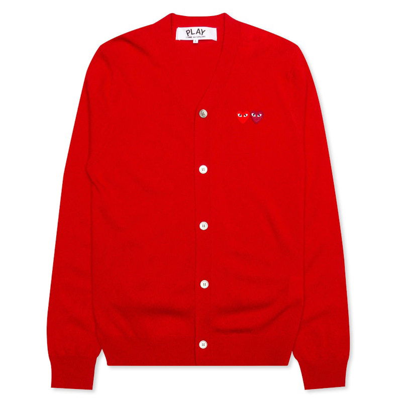 Пуловер Comme des Garçons Play Double Heart Cardigan Червено | AZ-N058-051-5
